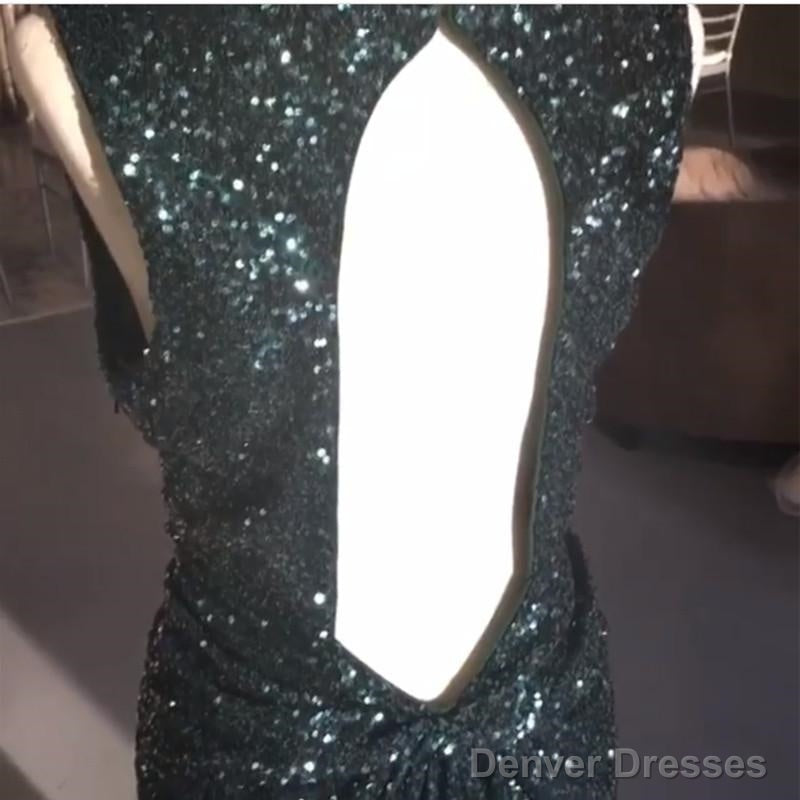 Teal Green Sequins V Neck Bridesmaid Dresses Mermaid