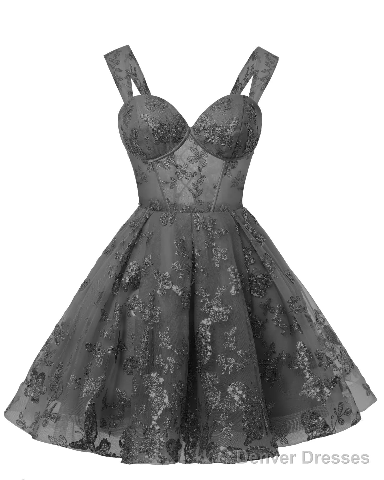 Teens Sparkly Tulle Black Homecoming Dresses Spaghetti Straps Short Cocktail Party Prom Dress Main image