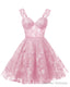 Teens Sparkly Tulle Light Pink Homecoming Dresses Spaghetti Straps Short Cocktail Party Prom Dress