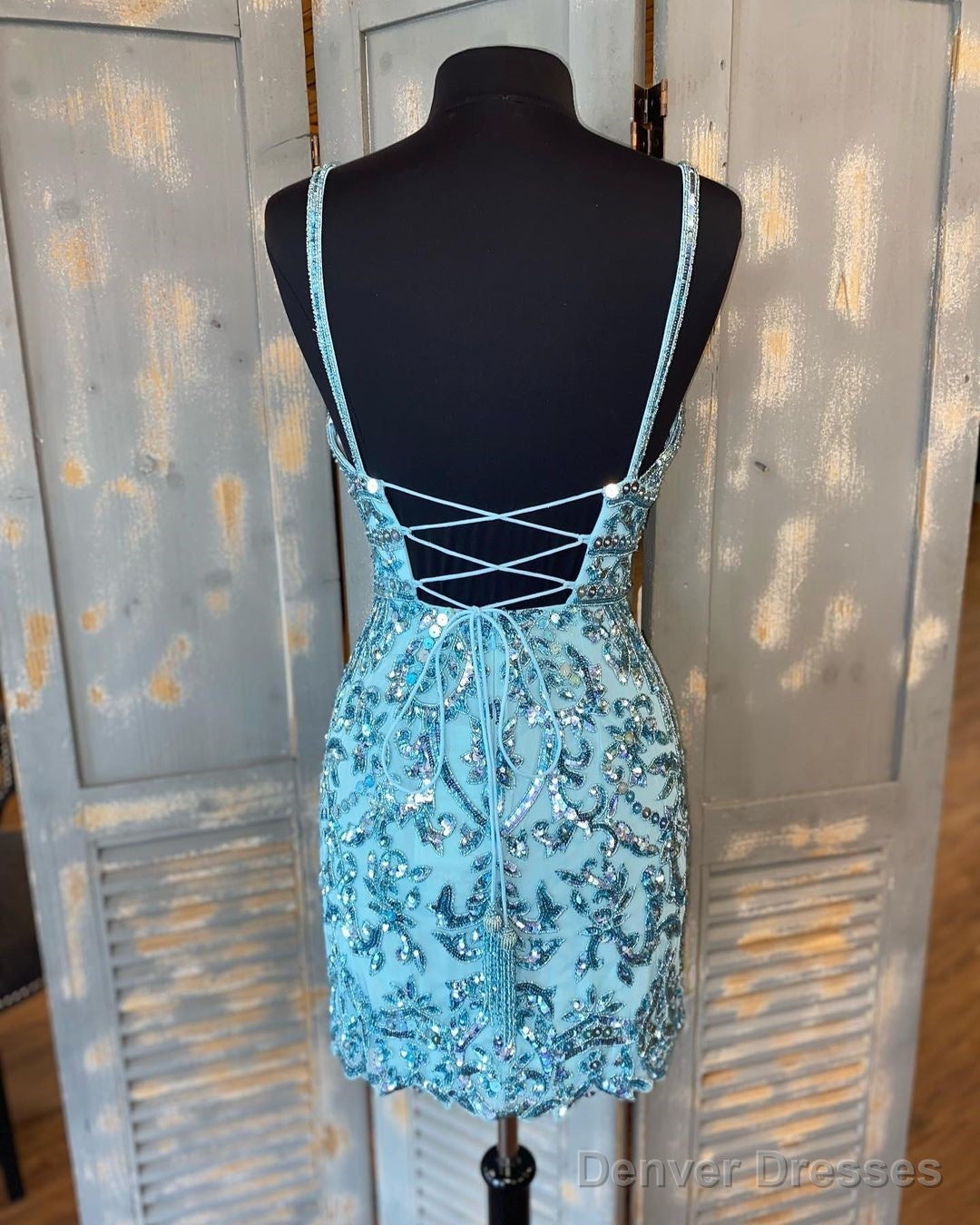 Tight Blue Sequins Short Homecoming Dress Secondary image