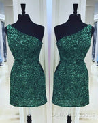 Tight Green Sequin One Shoulder Dress