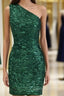 Tight Green Sequin One Shoulder Dress