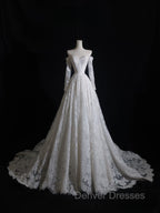 Timeless A Line Off The Shoulder White Lace Long Sleeves Wedding Dress Bridal Dress