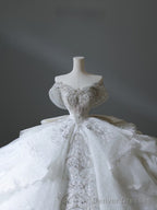 Timeless Ball Gown Off The Shoulder Neckline Tulle Sequin Wedding Dresses Bridal Dress