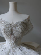 Timeless Ball Gown Off The Shoulder Neckline Tulle Sequin Wedding Dresses Bridal Dress