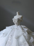 Timeless Ball Gown Off The Shoulder Neckline Tulle Sequin Wedding Dresses Bridal Dress