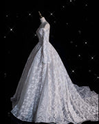 Timeless Ball Gown Off The Shoulder White Lace Long Wedding Dress Bridal Dress