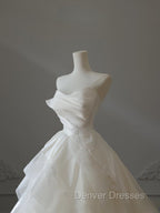 Timeless Ball Gown Strapless Satin Ivory Long Wedding Dress Bridal Dress