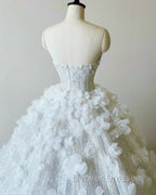 Timeless Ball Gown Sweetheart Sequin Floral White Wedding Dress Brides Dress