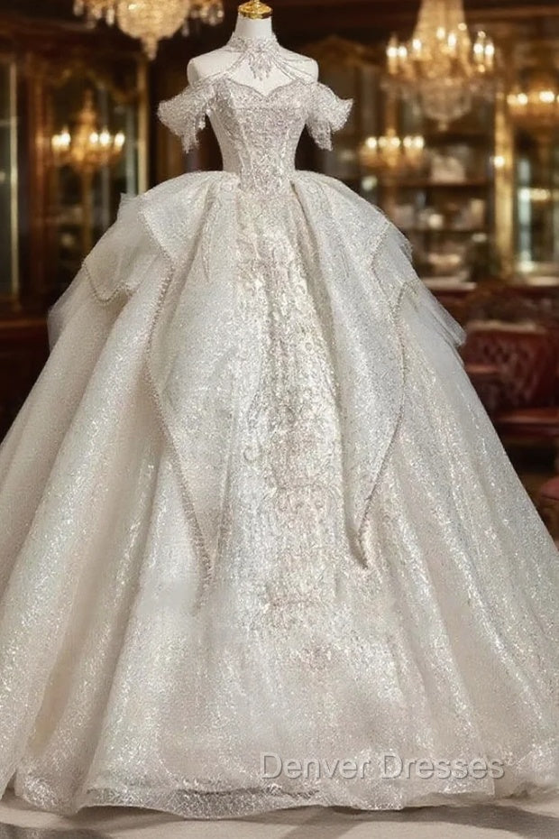 Timeless Ball Gown Sweetheart Short Sleeves Lace White Wedding Dress Brides Dress Main image