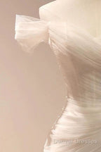 Timeless Mermaid Off The Shoulder Tulle White Wedding Dress