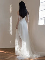 Timeless Mermaid Off The Shoulder White Tulle Long Wedding Dress Bridal Dress