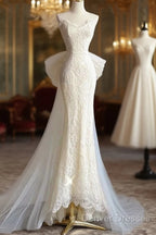 Timeless Mermaid Sweetheart Lace White Satin Wedding Dress