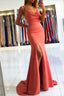 Trendy Coral Criss-Cross Back Mermaid Split Evening Dress