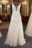 Trendy Ivory Sleeveless Lace Tulle High split A line Wedding Dress
