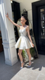 Simple Sequare Neck White Short Prom Dress,Elegant Homecoming Dress