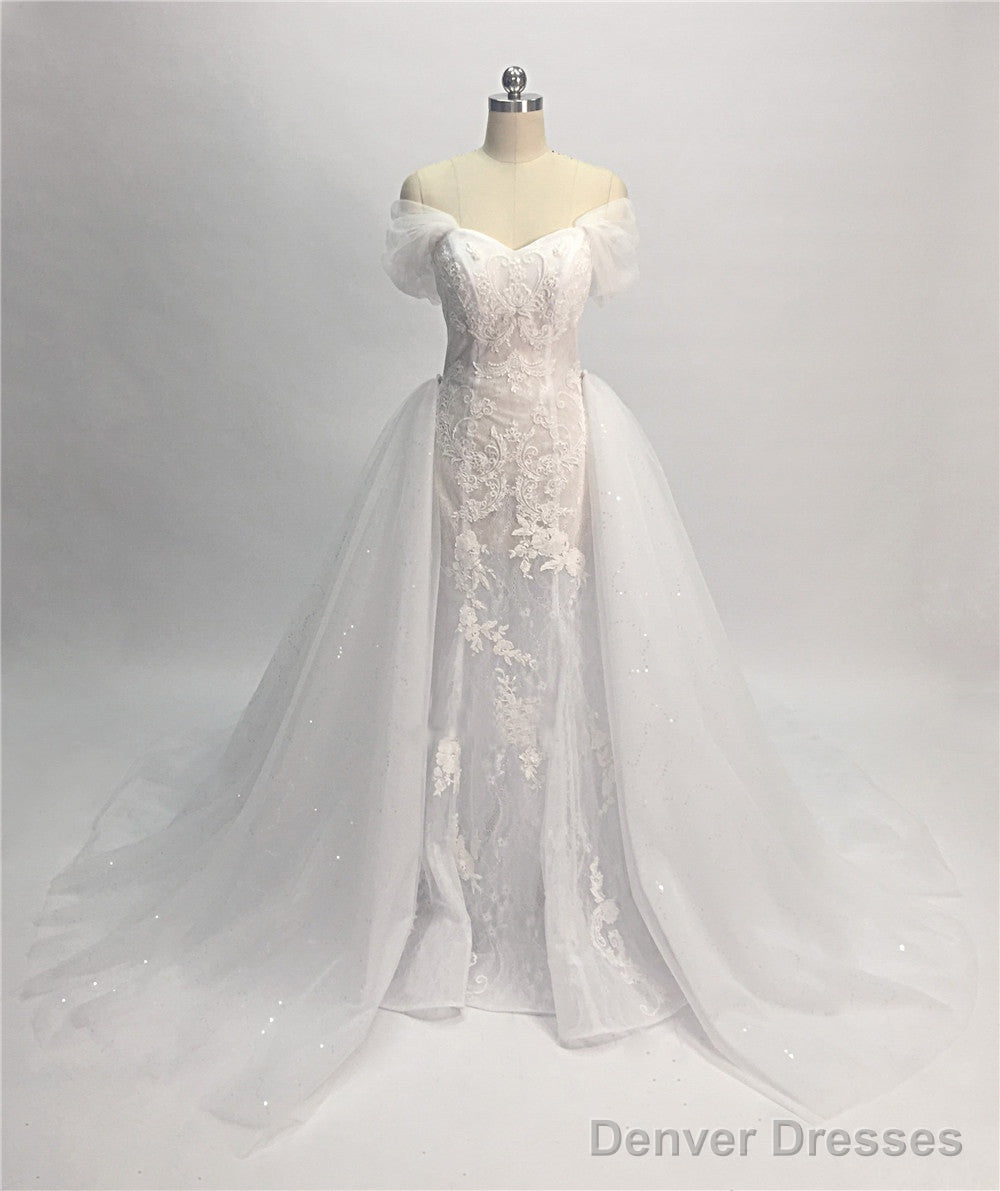 Trumpet/Mermaid  Lace Off-The-Shoulder Tulle Wedding Dresses Main image