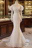 Trumpet Mermaid Puffy Sleeves  Wedding Dress With Detachable Train