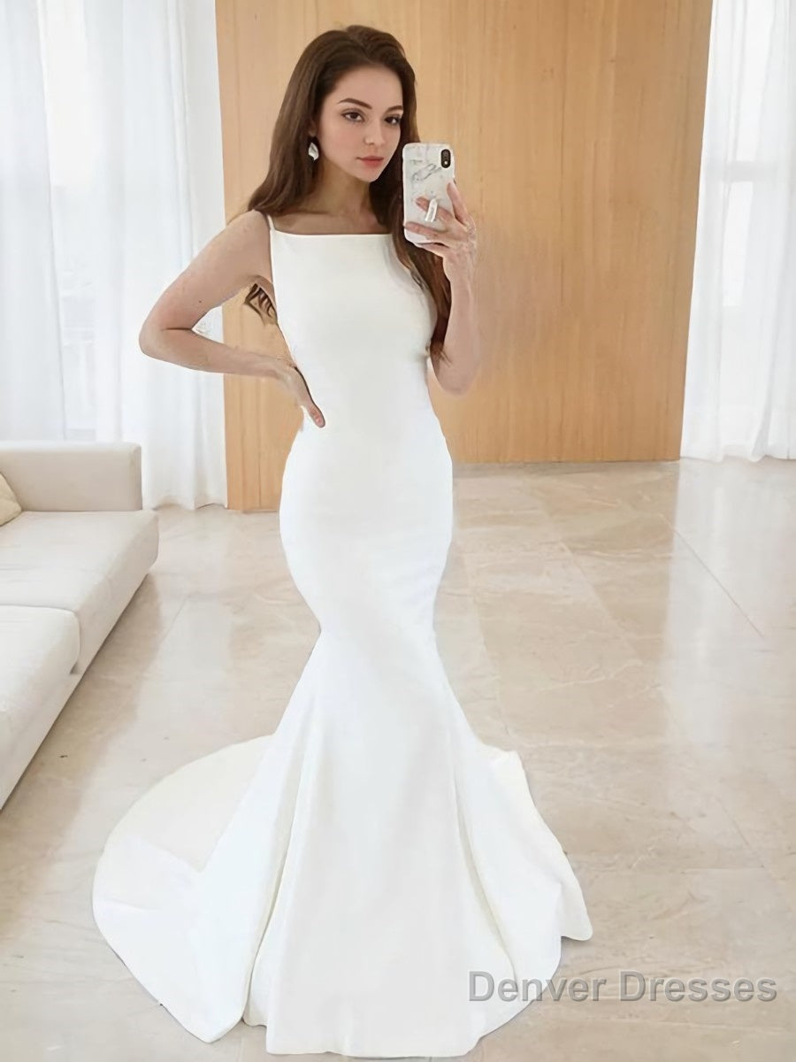 Trumpet/Mermaid Square Sweep Train Stretch Crepe Wedding Dresses Main image