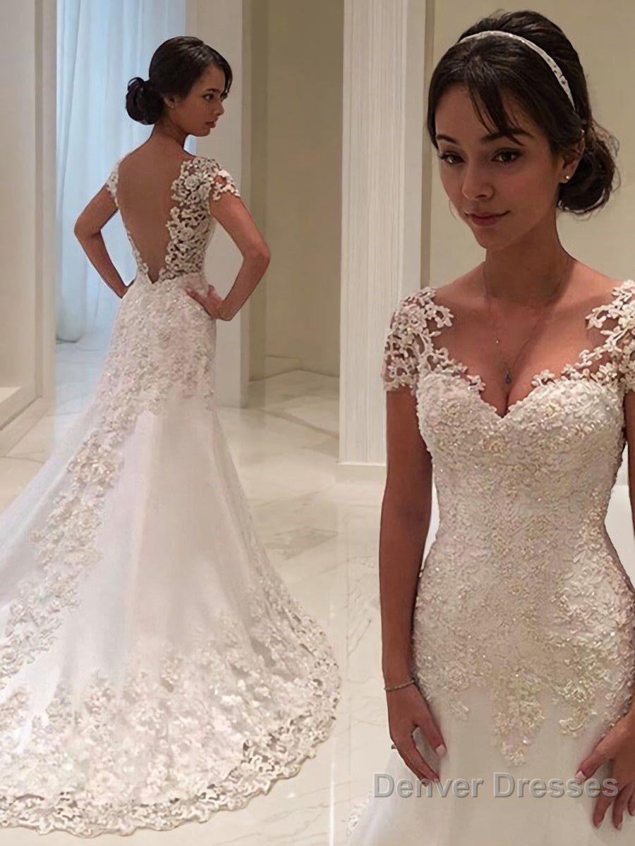 Trumpet/Mermaid Sweetheart Court Train Lace Wedding Dresses Main image