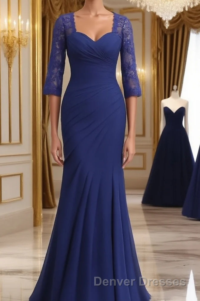 Trumpet/Mermaid Sweetheart Floor-Length Chiffon Mother of the Bride Dress With Lace