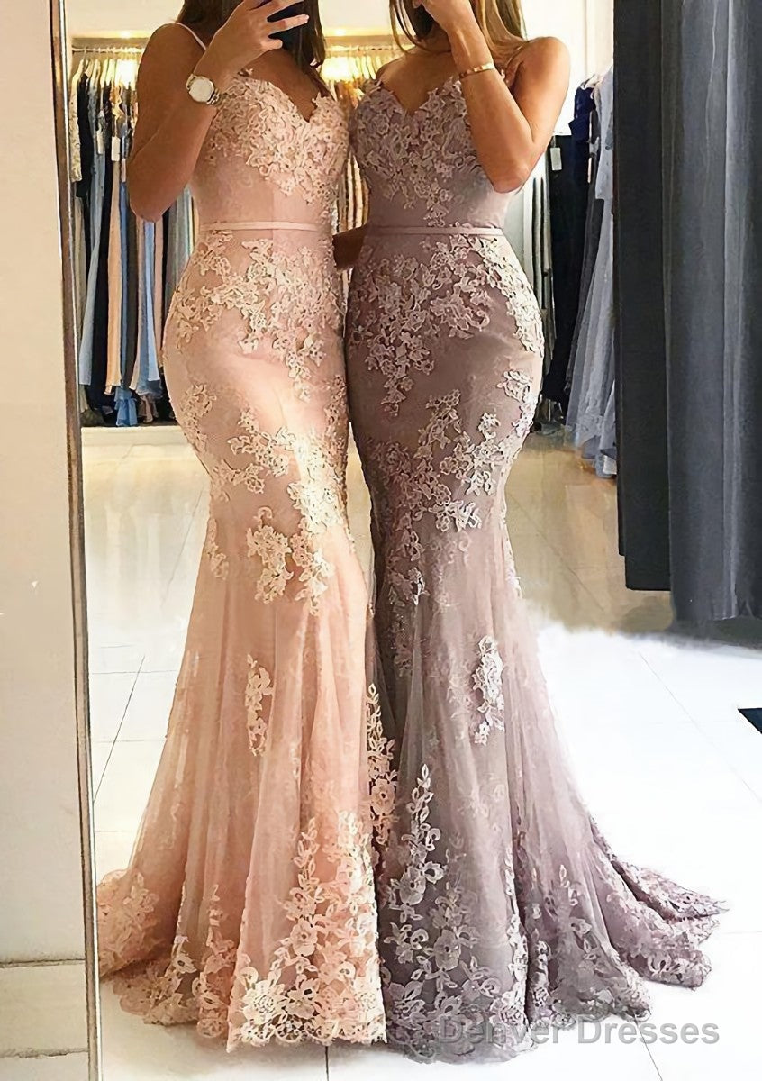 Trumpet/Mermaid Sweetheart Sleeveless Long/Floor-Length Tulle Prom Dresses With Appliqued Main image