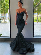 Trumpet/Mermaid Sweetheart Sweep Train Silk like Satin Prom Dresses With Belt/Sash