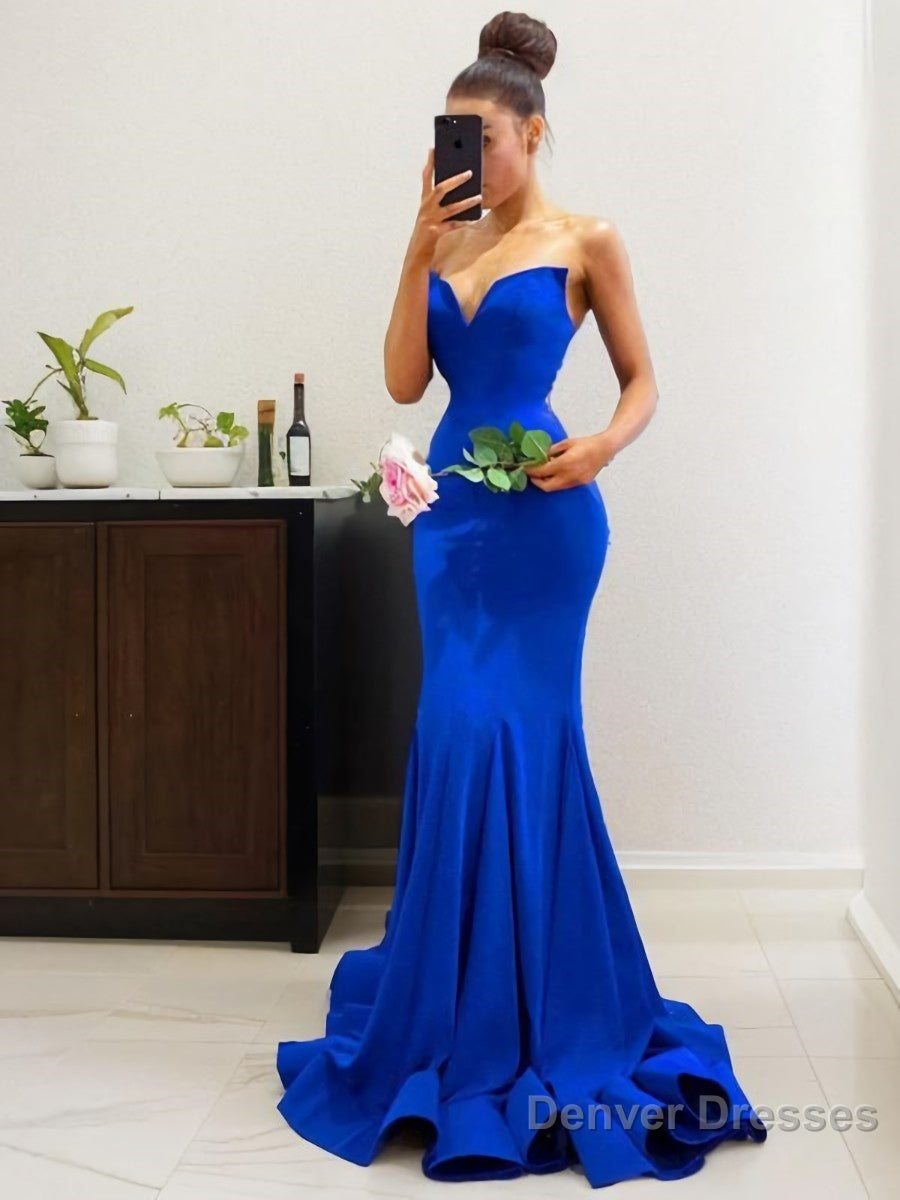 Trumpet/Mermaid Sweetheart Sweep Train Stretch Crepe Prom Dresses Main image