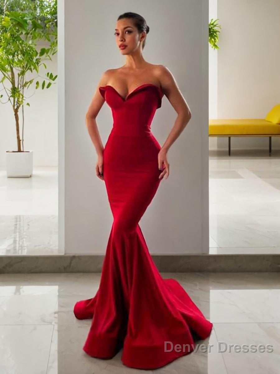 Trumpet/Mermaid Sweetheart Sweep Train Stretch Crepe Prom Dresses Main image