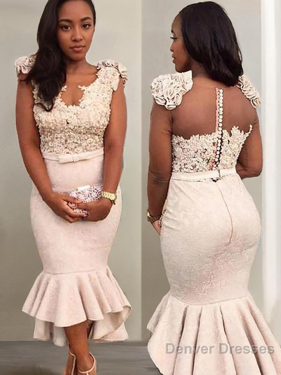 Trumpet/Mermaid V-neck Asymmetrical Satin Evening Dresses With Beading Main image