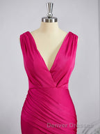 Trumpet/Mermaid V-neck Sweep Train Jersey Bridesmaid Dress