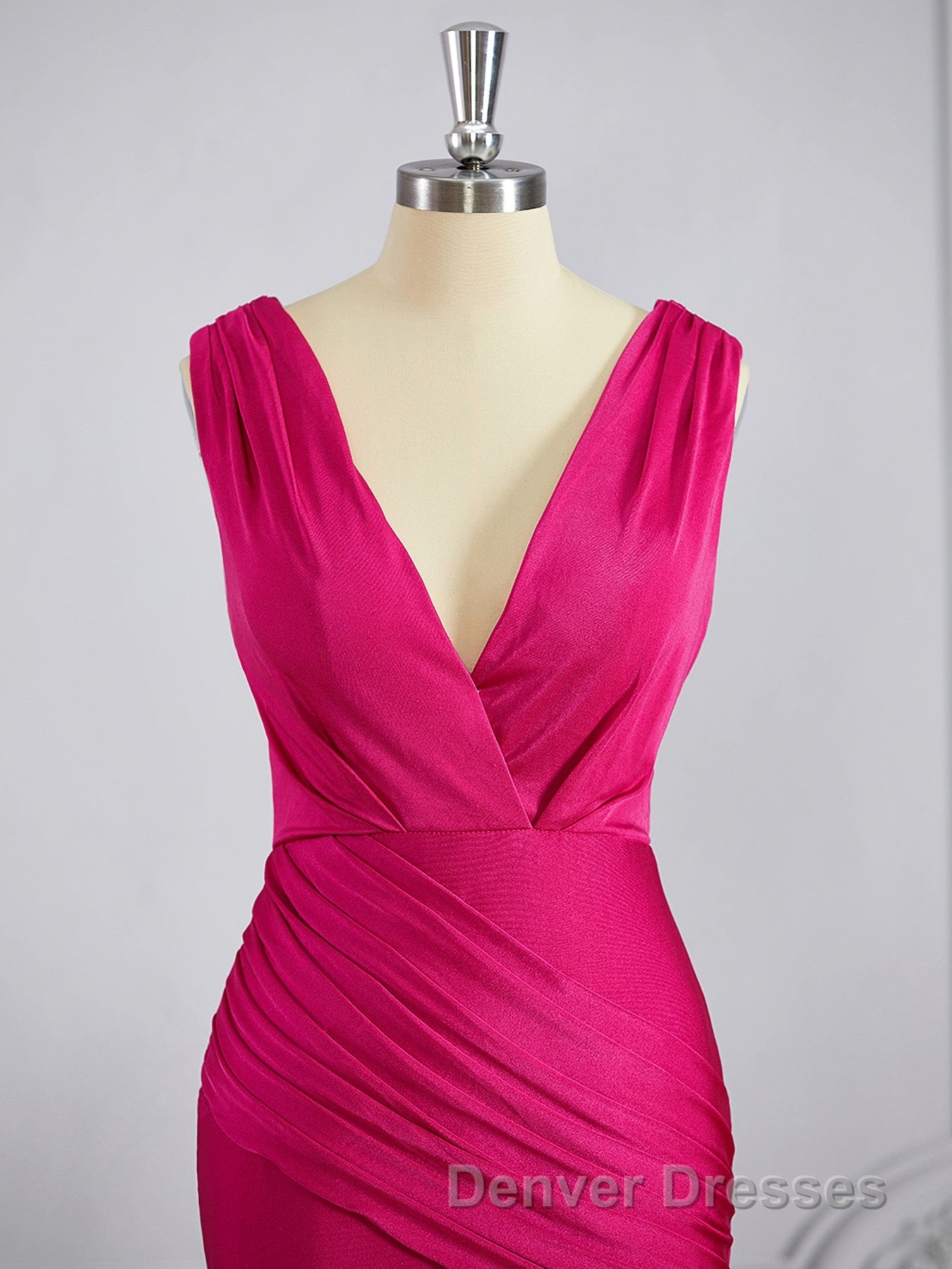 Trumpet/Mermaid V-neck Sweep Train Jersey Bridesmaid Dress