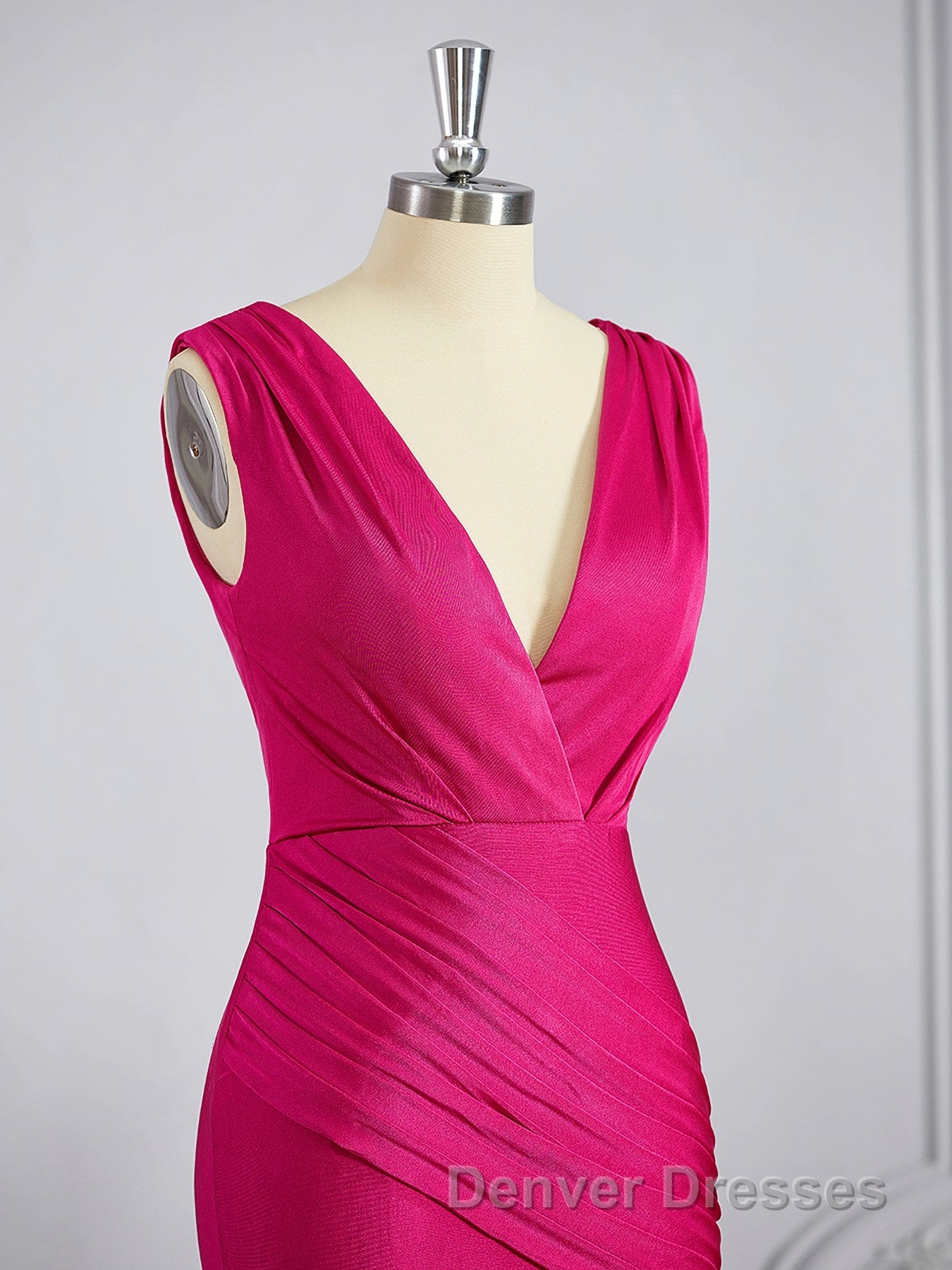 Trumpet/Mermaid V-neck Sweep Train Jersey Bridesmaid Dress