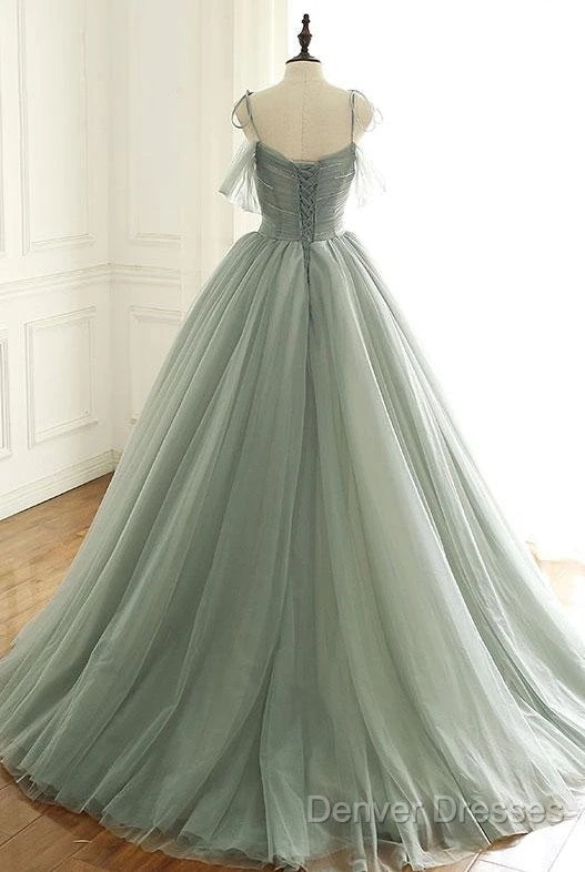 Tulle Ball Gown Long Prom Dress With Beading,Evening Dress,Charming Dance Dress