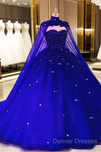 Tulle Ball Gown Quinceanera Dress With Cape Prom Dress