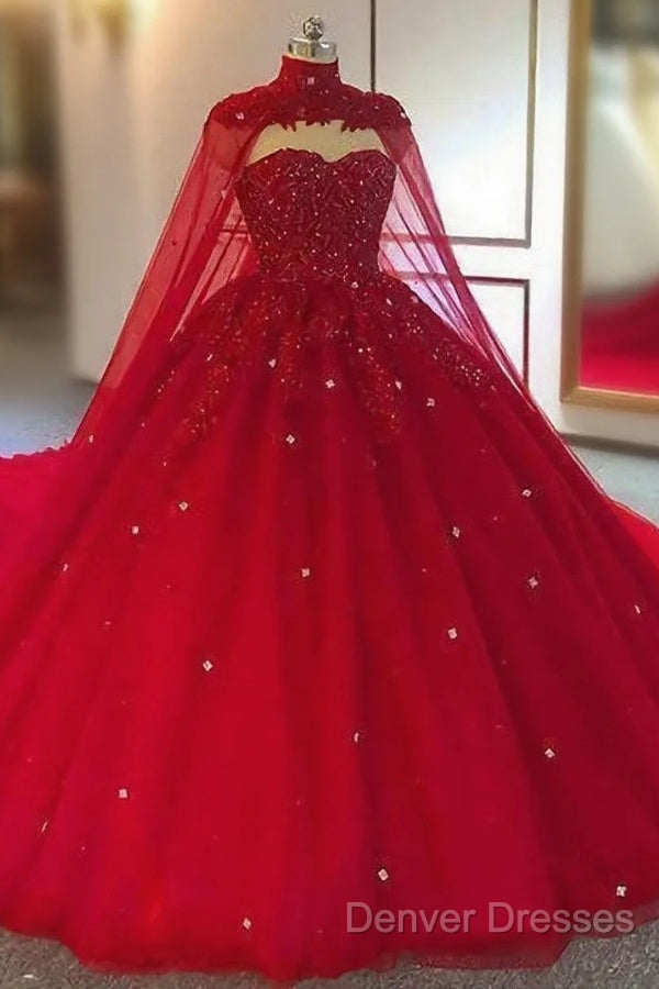 Tulle Ball Gown Wedding Dress, With Cape Prom Dress, Evening Dress Main image