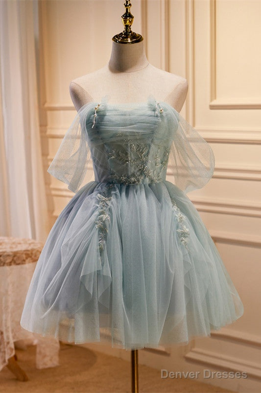Tulle Beaded Off-the-Shoulder Lace-Up Back A-Line Party Dress Main image