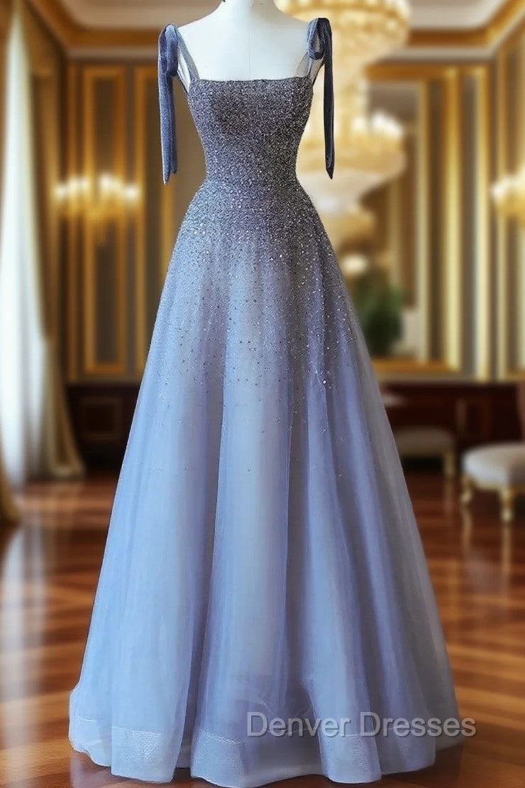 Tulle Belt Prom Dress Spaghetti Strap Shine Mermaid Dress
