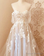 Tulle Boho Wedding Dress Off The Shoulder Lace Appliques