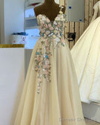 Tulle Floor Length Dress One Shoulder 3D Flowers Embroidery