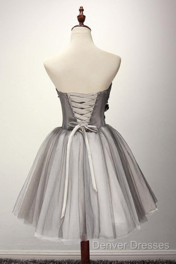 Tulle Gray Short Prom Dress Homecoming Dress Coktail Dress Secondary image