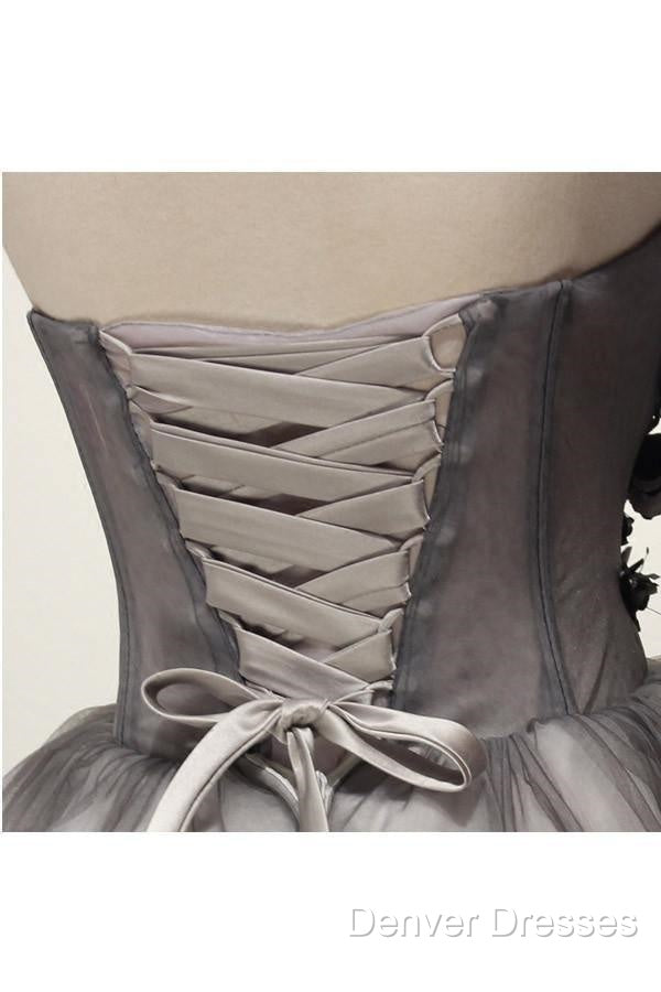 Tulle Gray Short Prom Dress Homecoming Dress Coktail Dress