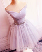 Tulle Homecoming Dress Off The Shoulder Beaded Sashes