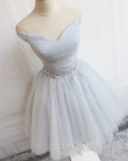 Tulle Homecoming Dress Off The Shoulder Beaded Sashes