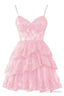 Tulle Homecoming Dresses Short Applique Corset Tiered Formal Party Gowns