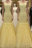 Tulle Lace Appliques Mermaid Prom Dress Spaghetti Straps