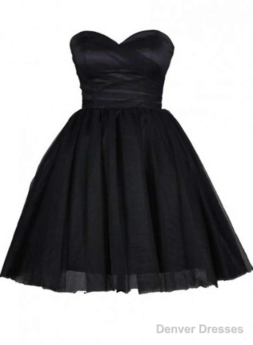 Tulle Little Black Dress, Sweetheart Simple Short Party Dress Main image