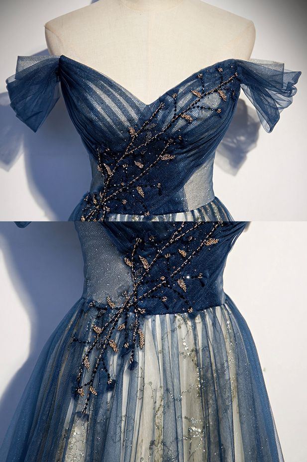 Tulle Long Off Shoulder Evening Dress