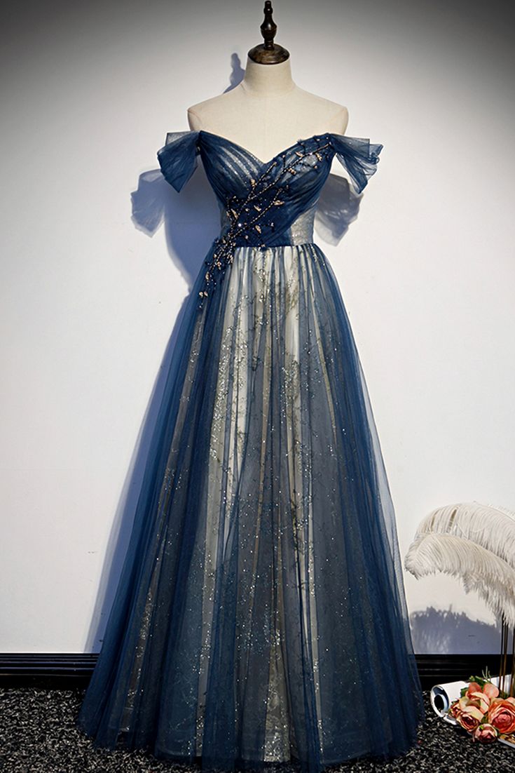 Tulle Long Off Shoulder Evening Dress