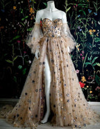 Light Color Exquisite Elegant Fashion Long Tulle Ball Gown Evening Dress